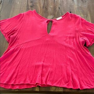 Lush Vibrant Pink Keyhole Blouse